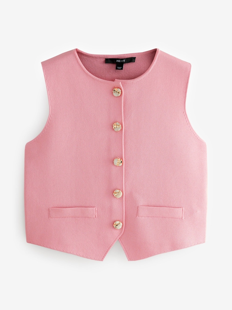 Pink Smart Button Front Waistcoat - Image 6 of 8