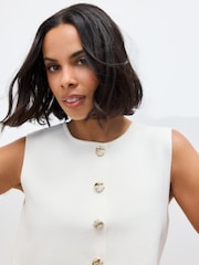 White/Ecru Smart Button Front Waistcoat - Image 2 of 7