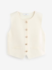 White/Ecru Smart Button Front Waistcoat - Image 5 of 7