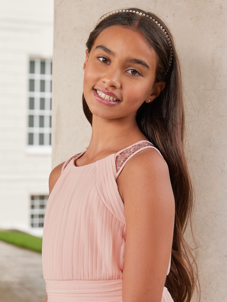 Lipsy Pink Embellished Strap Midi Occasion Dress (2-16yrs) - Image 2 of 4