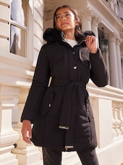 Lipsy Black Shower Resistant Padded Parka Coat (5-16yrs) - Image 1 of 4