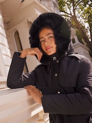 Lipsy Black Shower Resistant Padded Parka Coat (5-16yrs) - Image 3 of 4