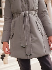 Lipsy Grey Shower Resistant Padded Parka Coat (5-16yrs) - Image 3 of 4