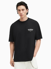 AllSaints Black Sanctum Shortsleeve Crew Neck 100% Cotton T-Shirt - Image 1 of 9