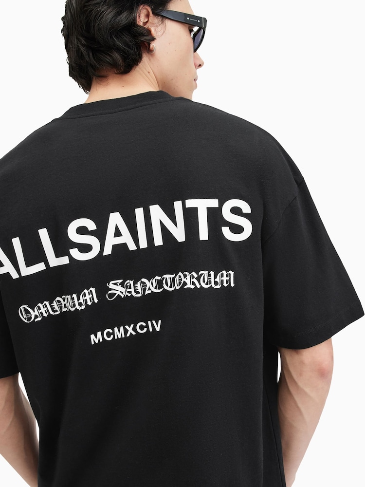 AllSaints Black Sanctum Shortsleeve Crew Neck 100% Cotton T-Shirt - Image 2 of 9