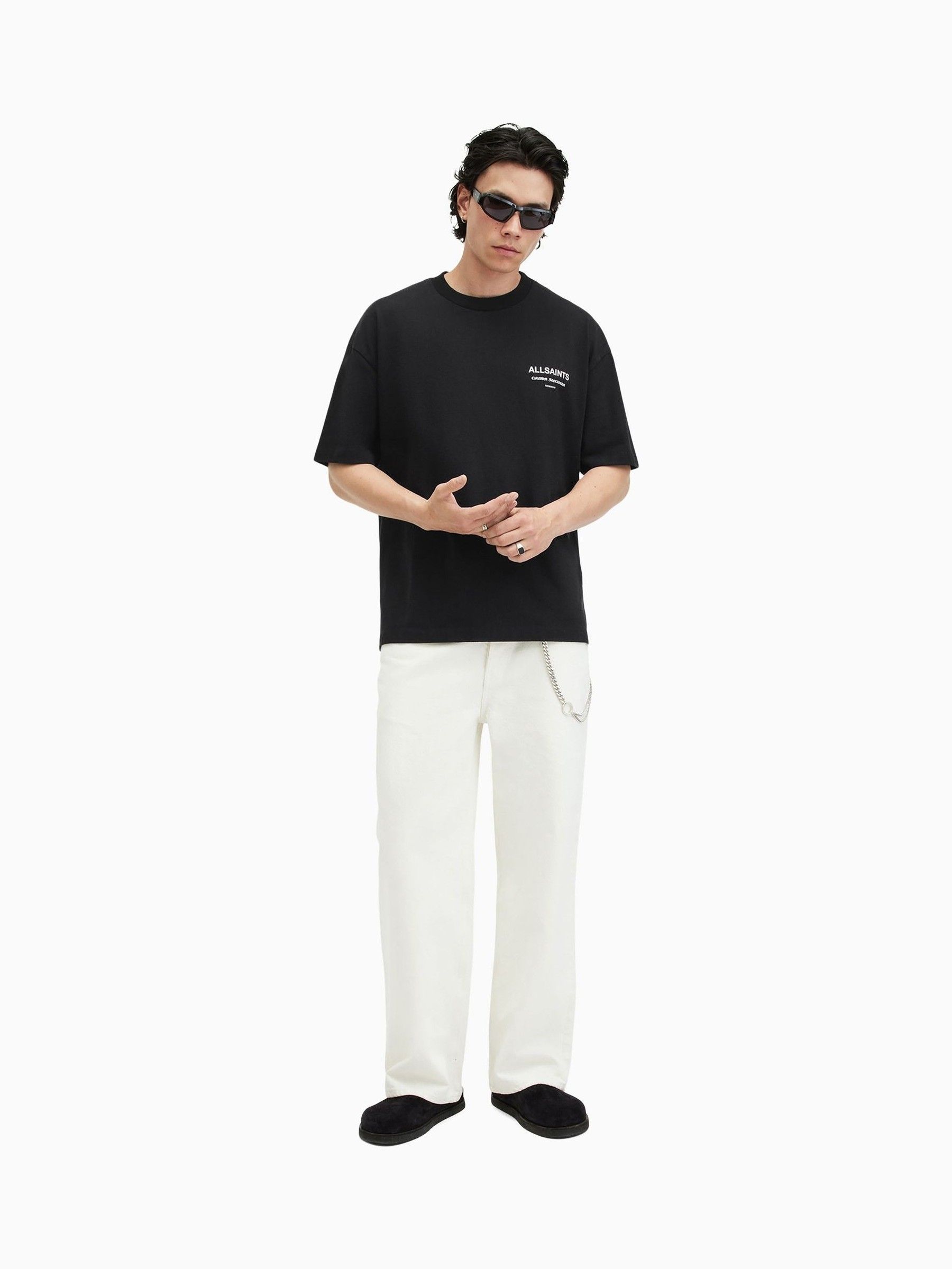 Buy AllSaints Black Sanctum Shortsleeve Crew Neck 100% Cotton T