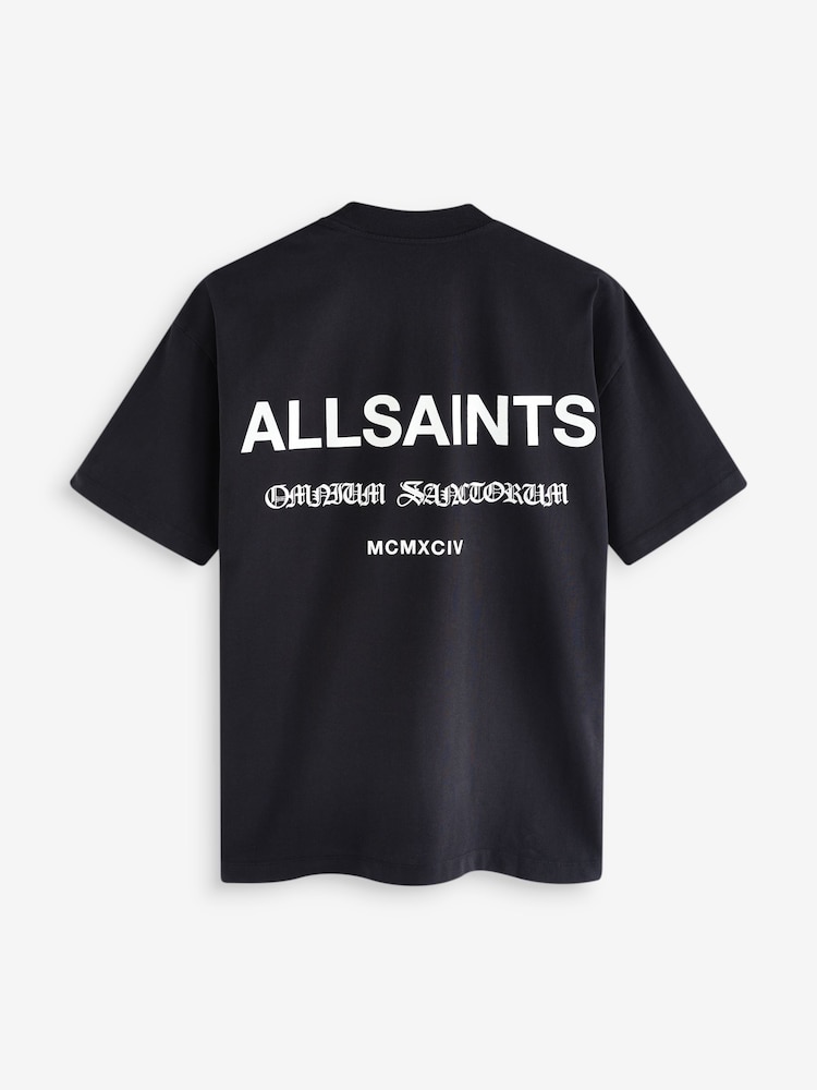 AllSaints Black Sanctum Shortsleeve Crew Neck 100% Cotton T-Shirt - Image 9 of 9