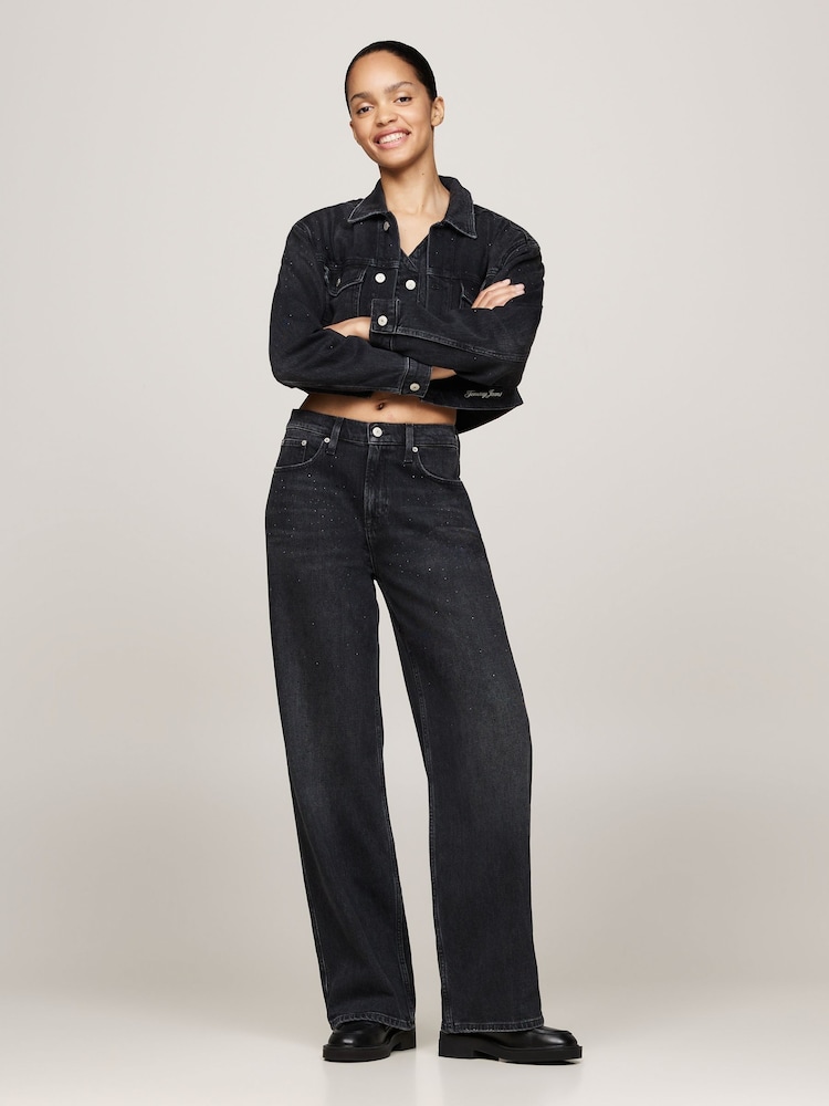 Tommy Jeans Black Loose Fit 100% Cotton Betsy Mid Rise Jeans - Image 3 of 4