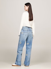 Tommy Jeans Blue Loose Fit 100% Cotton Betsy Mid Rise Jeans - Image 2 of 4