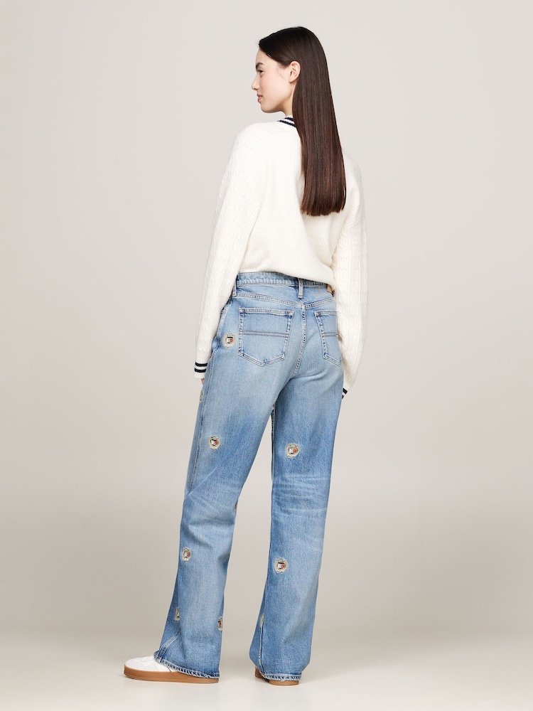 Tommy Jeans Blue Loose Fit 100% Cotton Betsy Mid Rise Jeans - Image 2 of 4
