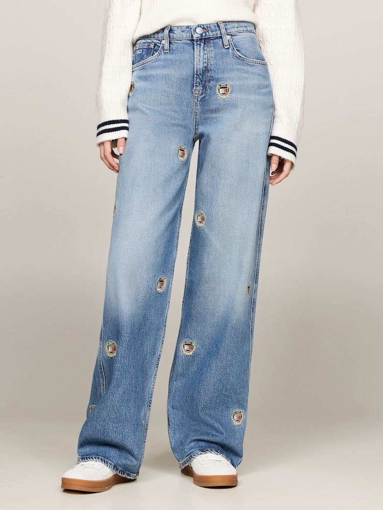 Tommy Jeans Blue Loose Fit 100% Cotton Betsy Mid Rise Jeans - Image 3 of 4