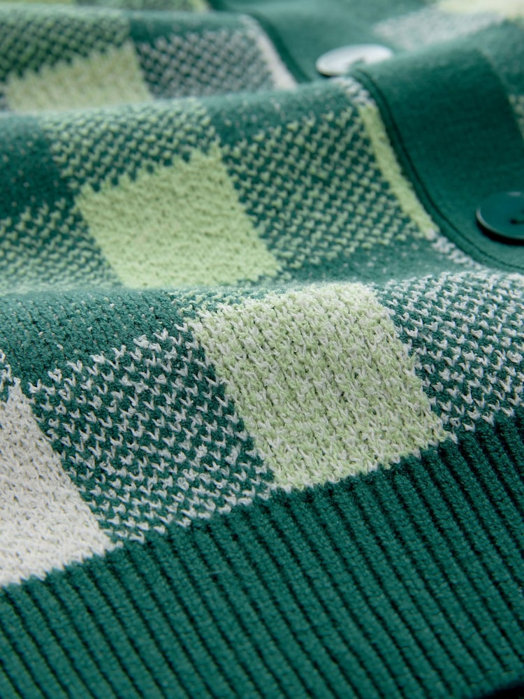 Green Gingham Puff Sleeve Knitted Tank Layer Jumper - Image 7 of 7