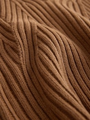 Brown Cold Shoulder Volume Sleeve Knitted Top - Image 6 of 7