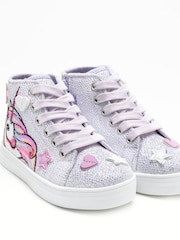 Lelli Kelly Lilac Purple Unicorn Hi Top Trainers - Image 2 of 4