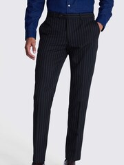 MOSS Blue Slim Fit Stripe Trousers - Image 1 of 3