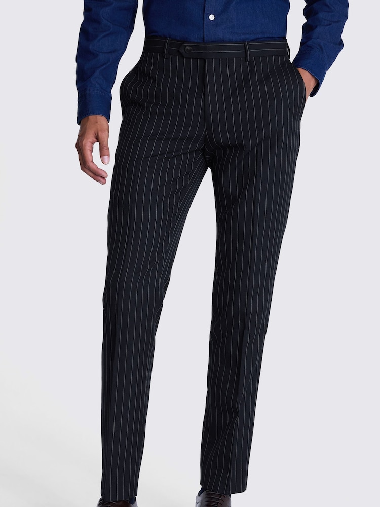 MOSS Blue Slim Fit Stripe Trousers - Image 1 of 3