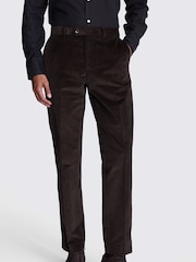 MOSS Brown Tailored Fit Corduroy 100% Cotton Trousers - Image 1 of 3