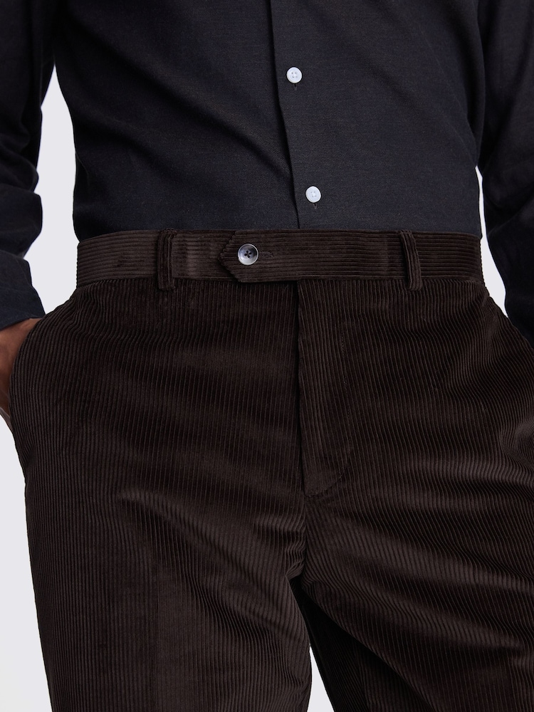 MOSS Brown Tailored Fit Corduroy 100% Cotton Trousers - Image 3 of 3