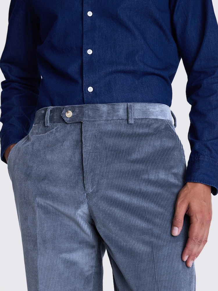 MOSS Blue Tailored Fit Corduroy Trousers - Image 3 of 3