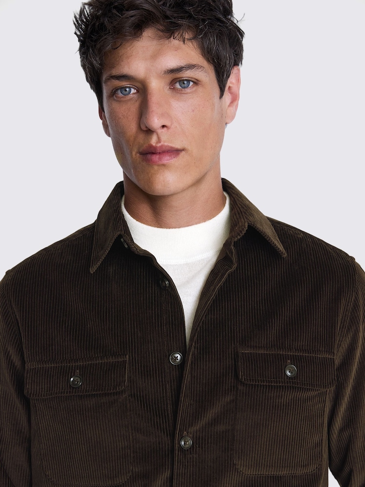 MOSS Brown Corduroy 100% Cotton Overshirt - Image 4 of 6