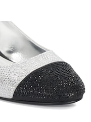 Dune London Silver/Black Casing Sling Back Block Heel Sandals - Image 6 of 6