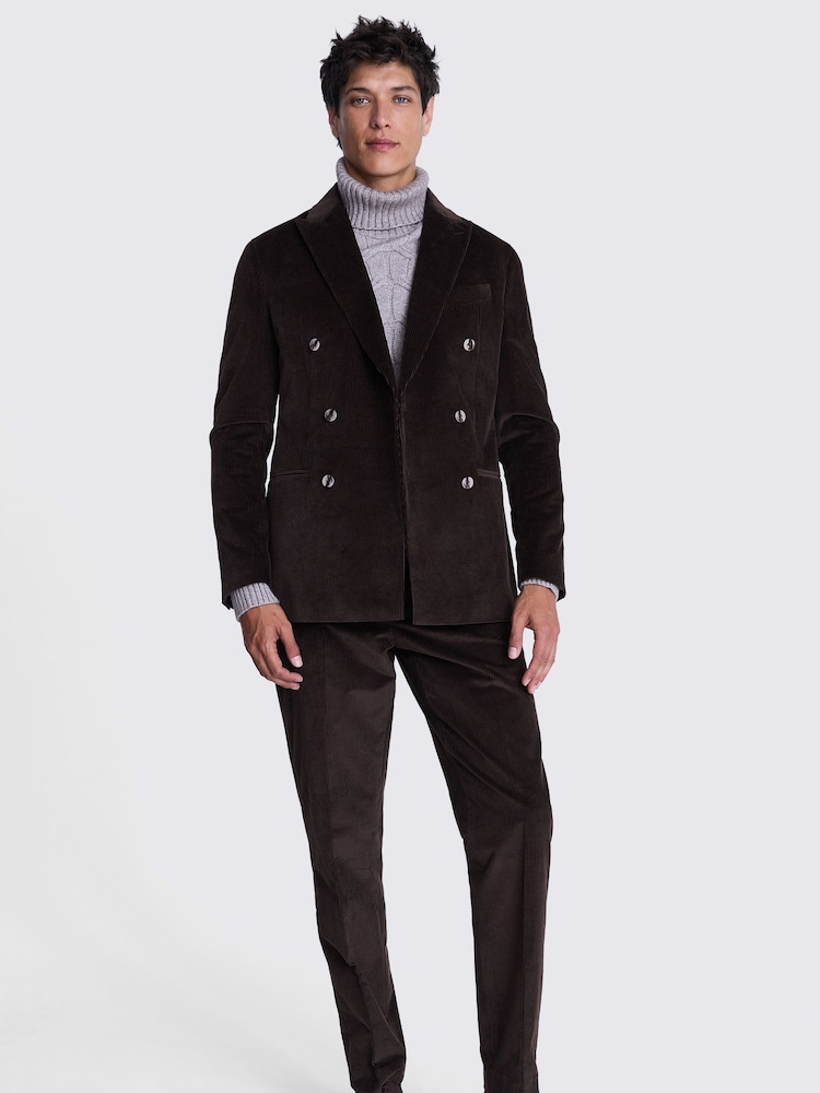 MOSS Brown Tailored Fit 100% Cotton Single Breasted Corduroy Jacket - Image 2 of 4