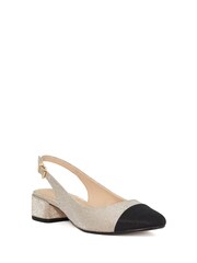 Dune London Gold Casing Sling Back Block Heel Sandals - Image 3 of 5