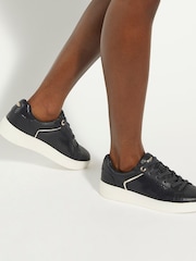 Dune London Black Elli Material Mix Cupsole Trainers - Image 1 of 6