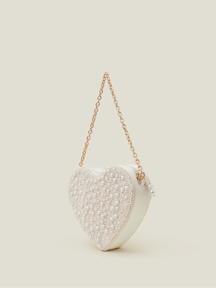 Accessorize Natural Pearl Embellished Heart Bag - Image 2 of 2