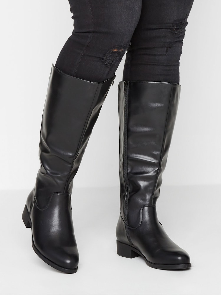 Yours Curve Black Extra Wide Fit Extra Wide Fit Stretch Knee High Boots - Image 1 of 4
