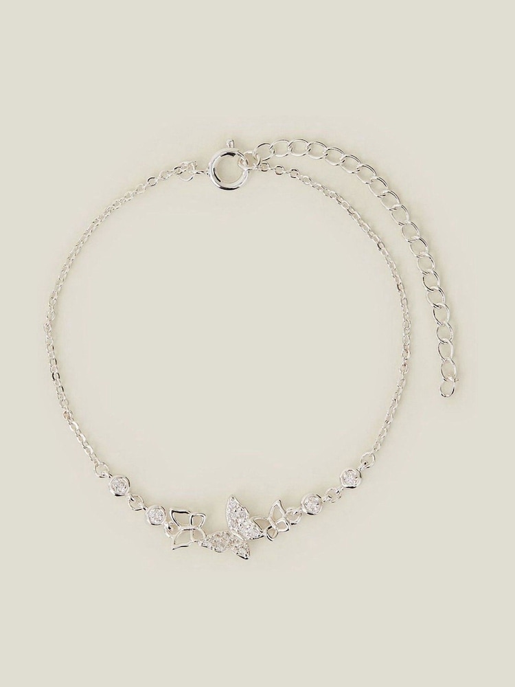 Accessorize Silver Tone Sterling Butterfly Chain Bracelet - Image 1 of 2 Accessorize Silver Tone Sterling Butterfly Chain Bracelet - Image 1 of 2