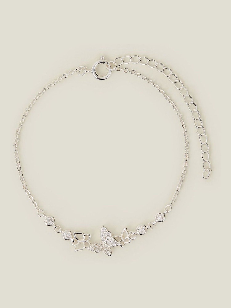 Accessorize Silver Tone Sterling Butterfly Chain Bracelet - Image 2 of 2 Accessorize Silver Tone Sterling Butterfly Chain Bracelet - Image 2 of 2