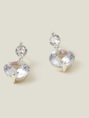 Accessorize Silver Tone Sterling Crystal Drop Stud Earrings - Image 1 of 2