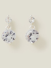 Accessorize Silver Tone Sterling Crystal Drop Stud Earrings - Image 2 of 2