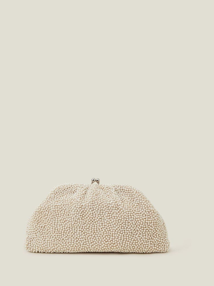 Accessorize Natural Pearl Embellished Cloud Clutch Bag - Image 2 of 3