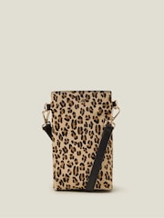 Accessorize Animal Print Leather Phone Crossbody Bag - Image 1 of 2