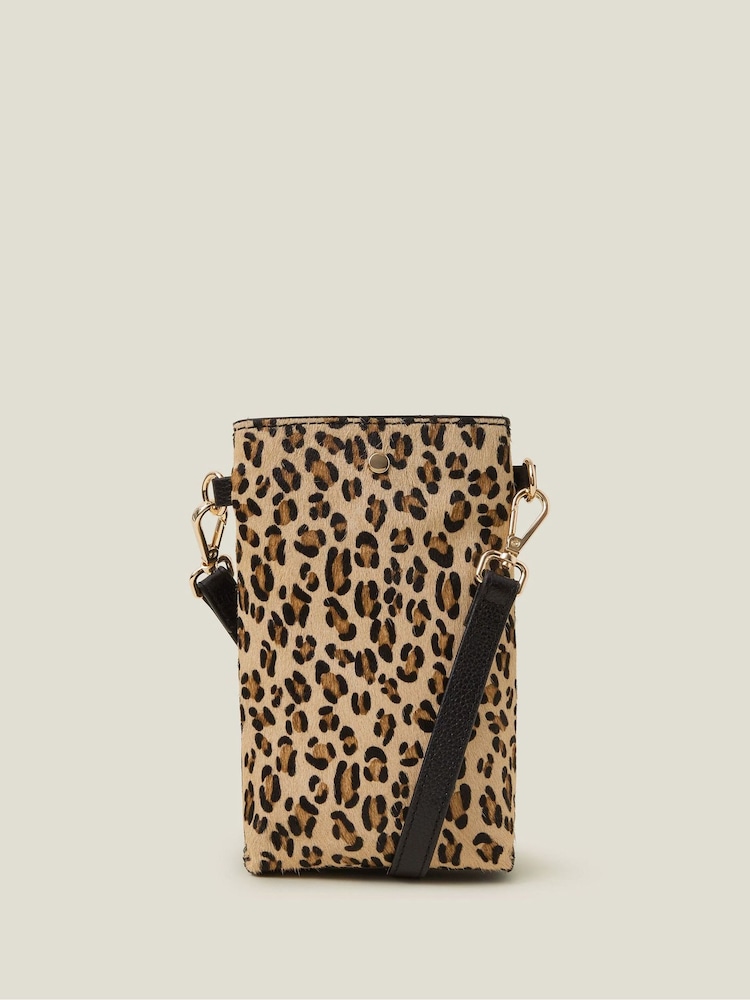 Accessorize Animal Print Leather Phone Crossbody Bag - Image 1 of 2