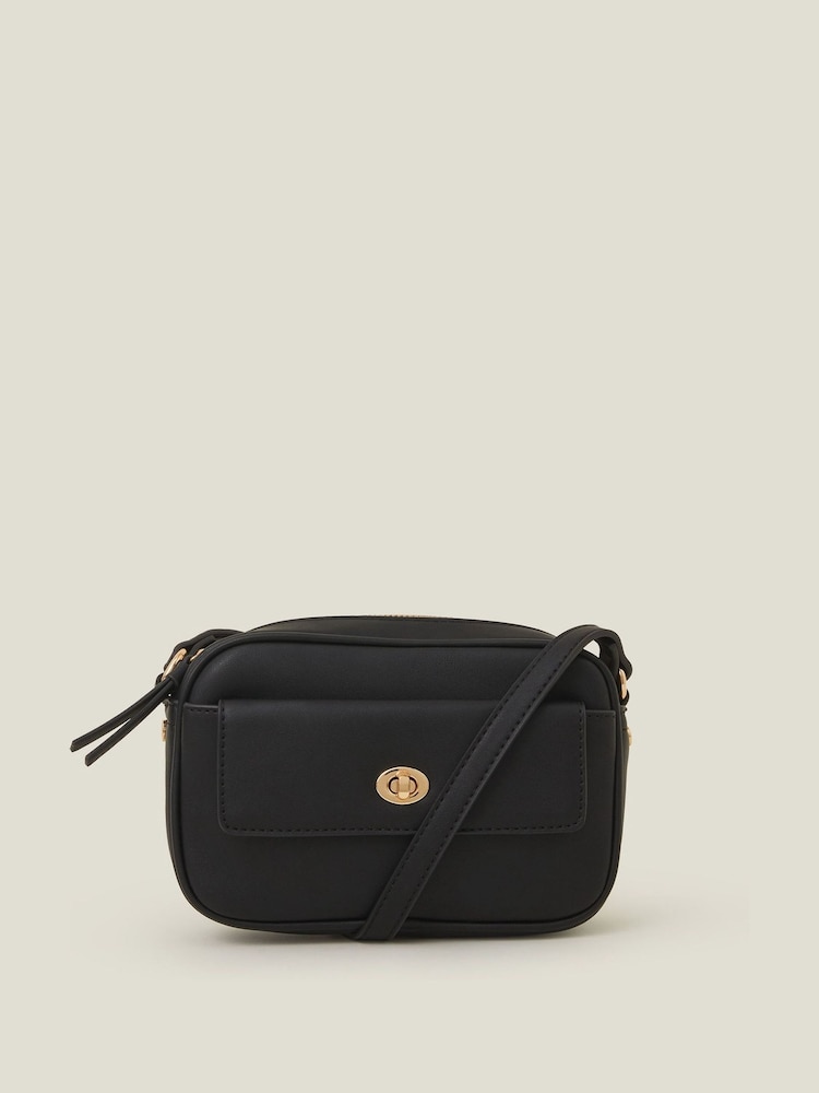 Accessorize Black Twist Lock Pocket Cross-Body Bag - Image 2 of 3 Accessorize Black Twist Lock Pocket Cross-Body Bag - Image 2 of 3