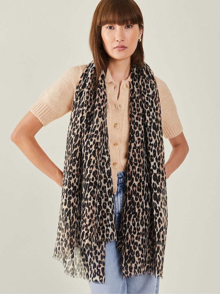 Accessorize Animal Leopard Print Lightweight Scarf - Image 1 of 3