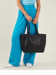 Accessorize Black Large Pebble Leather Tote Bag - Image 1 of 3