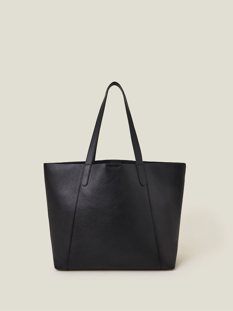 Accessorize Black Large Pebble Leather Tote Bag - Image 2 of 3