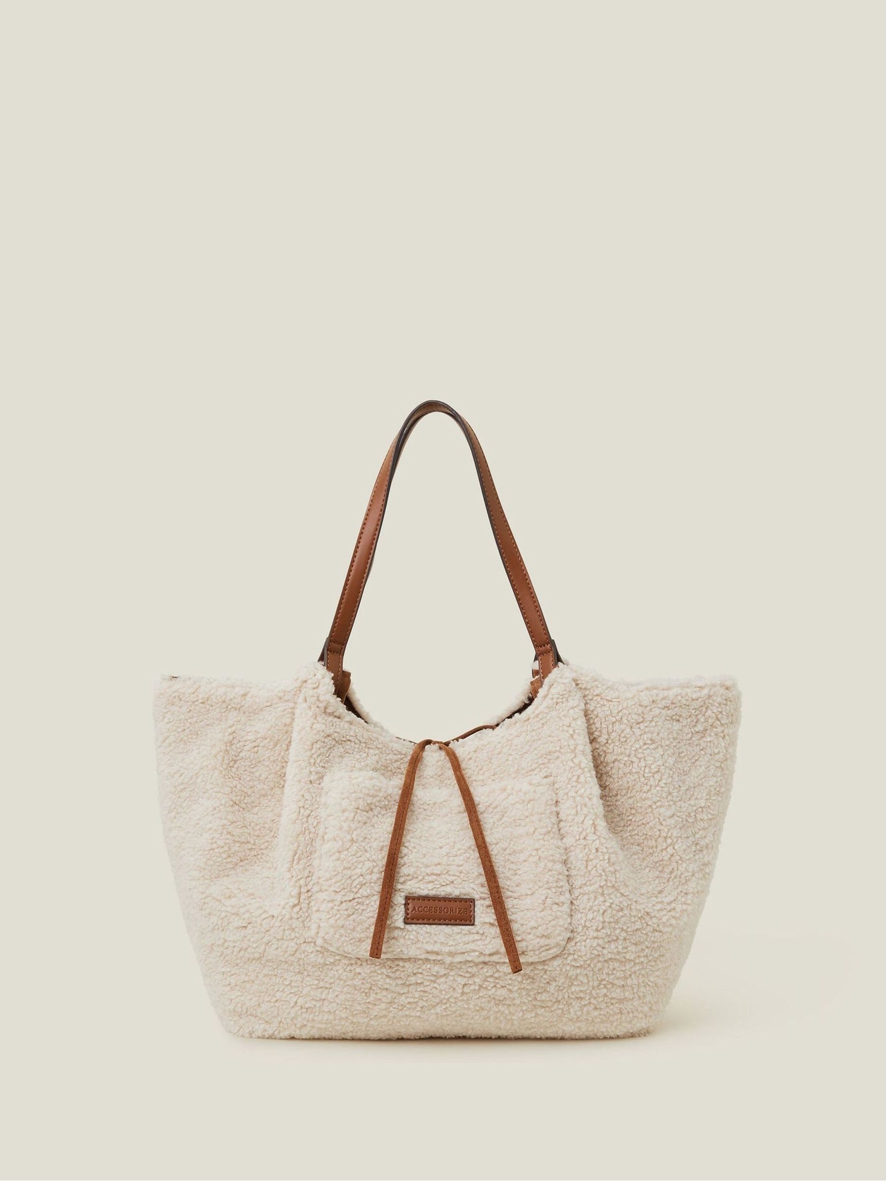 Buy Accessorize Cream Reversible Faux Shearling Shoulder Bag from Next Ireland