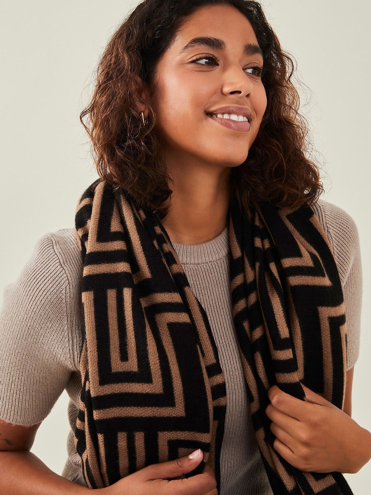 Accessorize Black Firenze Printed Scarf - Image 1 of 3 Accessorize Black Firenze Printed Scarf - Image 1 of 3