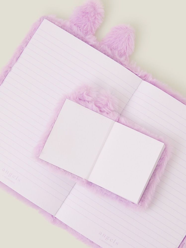 Angels By Accessorize Purple Faux Fur Mummy and Baby Bunny Notebook Set - Image 2 of 2