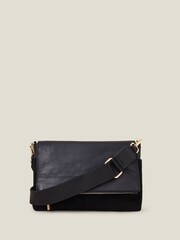 Accessorize Black Zip Flap Leather Crossbody Bag - Image 2 of 3