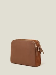 Accessorize Brown Double Zip Leather Crossbody Bag - Image 3 of 3