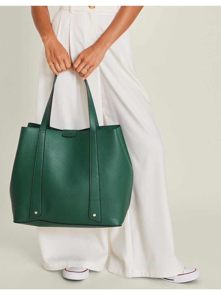 Accessorize Green Soft Faux Leather Shoulder Bag - Image 1 of 3 Accessorize Green Soft Faux Leather Shoulder Bag - Image 1 of 3