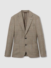 Reiss Brown Bletchley Atelier Single-Breasted Blazer in Wool Prince of Wales-Check - Image 2 of 8