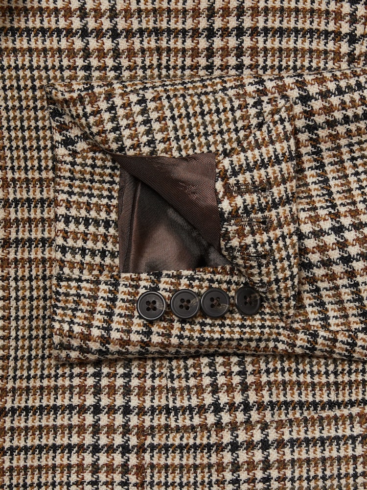 Reiss Brown Bletchley Atelier Single-Breasted Blazer in Wool Prince of Wales-Check - Image 8 of 8