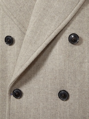 Reiss Oatmeal Fiesole Wool-Blend Pinstripe Pea Coat - Image 6 of 6